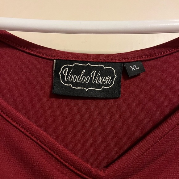 Maroon Voo Doo Vixen Von Teese Blouse - Picture 5 of 6